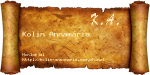 Kolin Annamária névjegykártya
